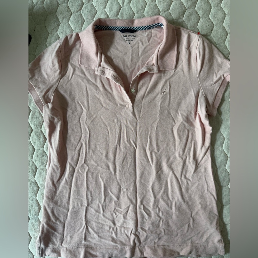 Nautica womens polo shirt light pink size M